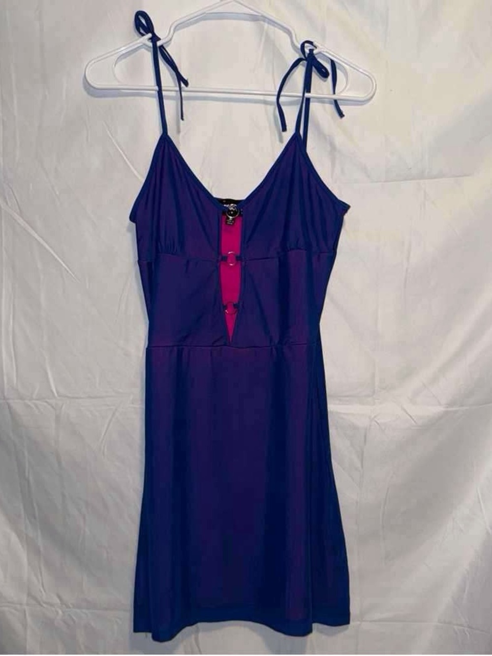 Purple Tie-Shoulder Dress with Pink Accent